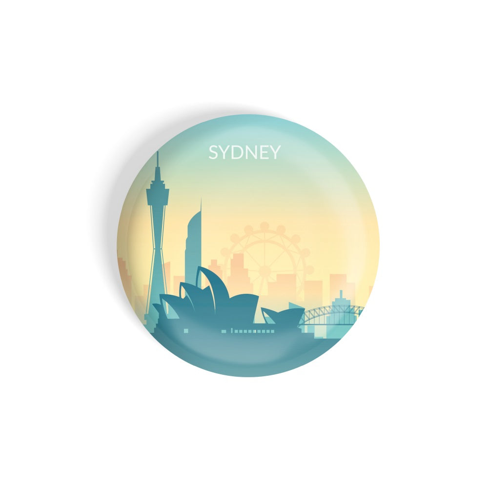 dhcrafts Round Fridge Magnet Multicolor Sydney D2 Glossy Finish Design Pack of 1 (75 mm)